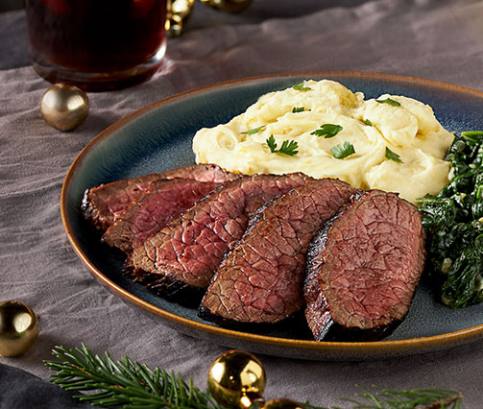 Steak s citrónovou omáčkou a špenátem