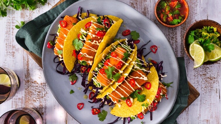 Tacos s Tesco Plant Chef vegetariánskymi tyčinkami