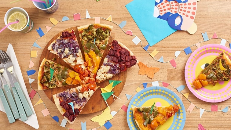 Dúhová vegetariánska pizza