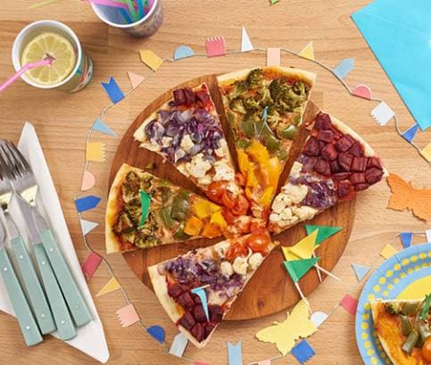 Duhová vegetariánská pizza