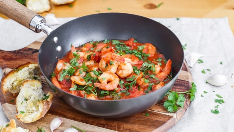 Lahodné krevety na víne