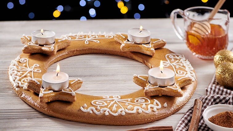 Medovníkový adventný veniec