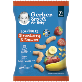 Gerber Snacks Kukuřičné křupky jahoda a banán