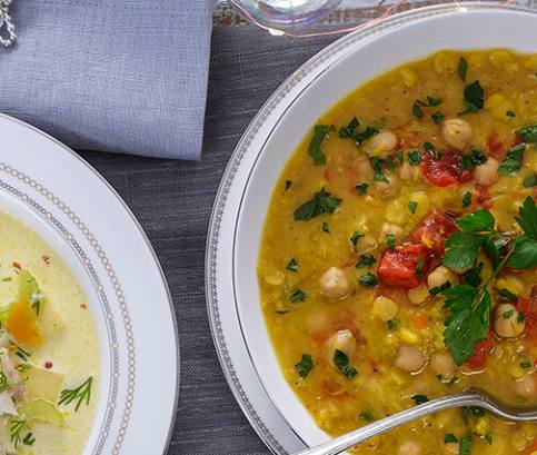 Krémová šošovicovo-hrášková polievka