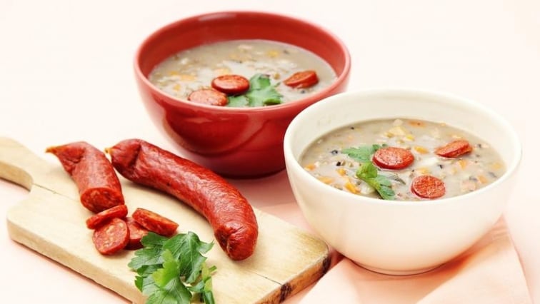 Čočková polévka s klobásou