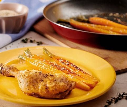 Sült csirkecomb naranccsal és répával