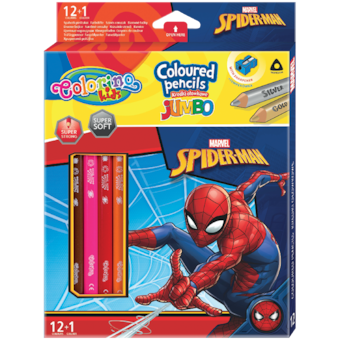 Colorino Jumbo Trojhranné Pastelky Spider-Man a ořezávátko