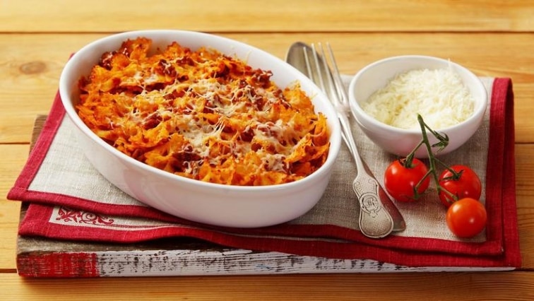 Zapečené farfalle bolognese
