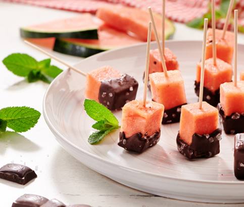 Melounové kostky v čokoládě