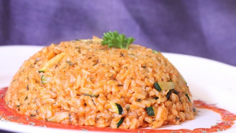 Paradicsomos-cukkinis rizottó