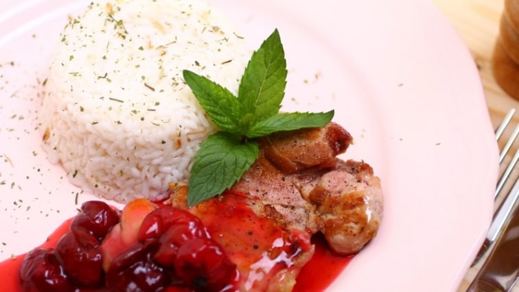 Csirkecomb meggyraguval