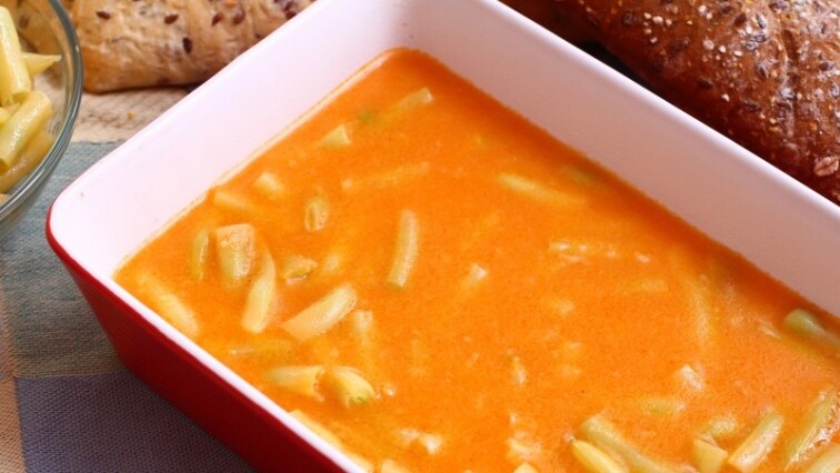 Zöldbab főzelék hagymával