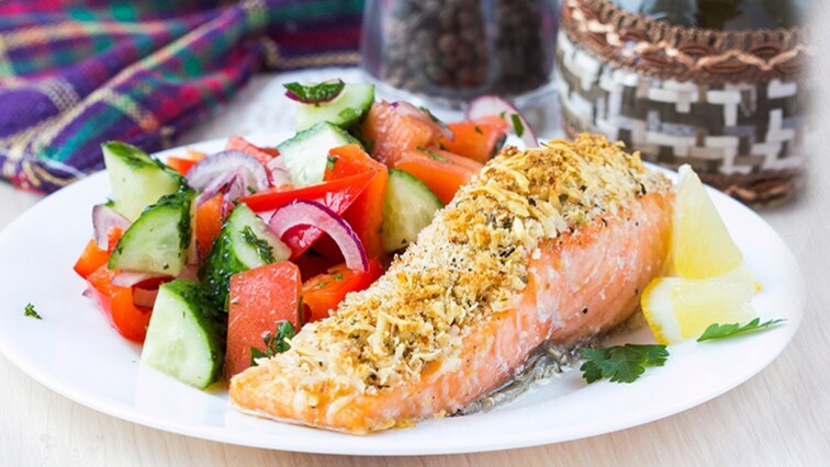 Losos s bylinkovou krustou na grile