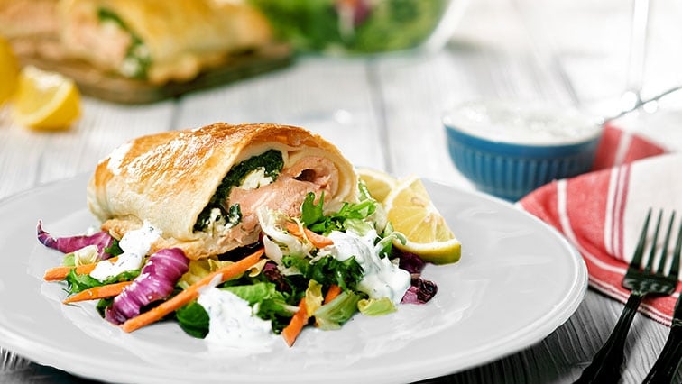 Lososovo-špenátový wrap s fetou