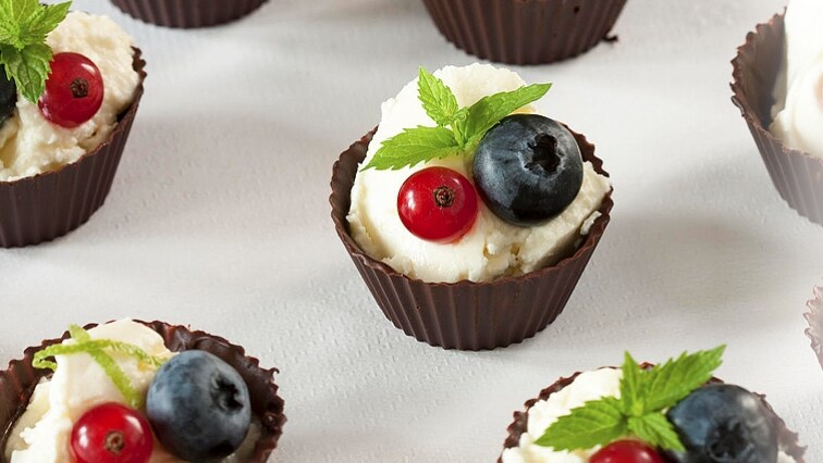 Čokoládové košíčky s tvarohovým krémom