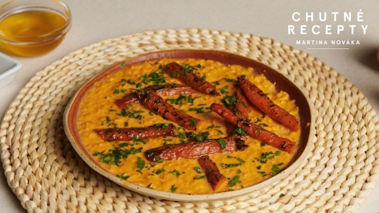 Prívarok z červenej šošovice s pečenou mrkvou