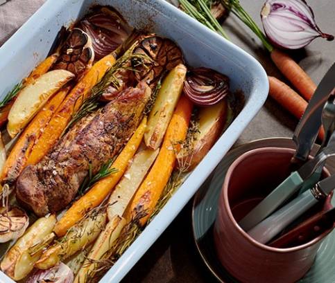 Vesepecsenye sült zöldségekkel