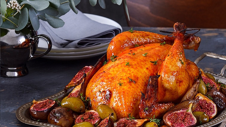 Pečené kuře na fících s ančovičkovým máslem