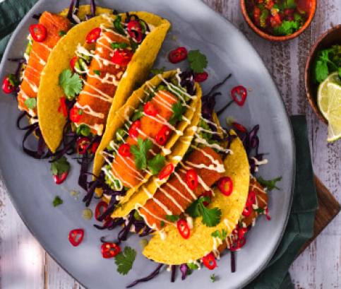 Tacos Tesco Plant Chef vegetáriánus rudacskákkal 