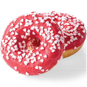 Červený donut se srdíčky