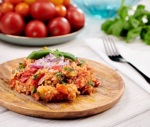 Vegán rizottó sült zöldségekkel