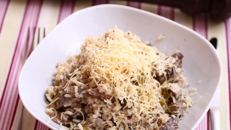 Gombás-májas rizottó