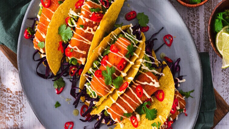 Tacos s Tesco Plant Chef vegetariánskými tyčinkami