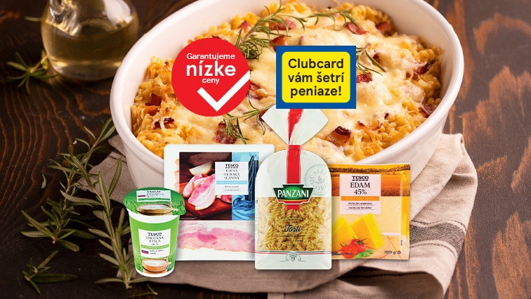 Zapekané cestoviny so slaninou a syrom