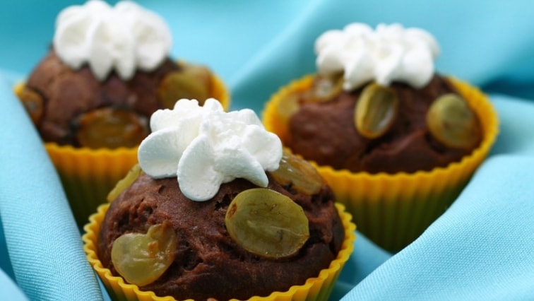 Szőlős-kakaós muffin