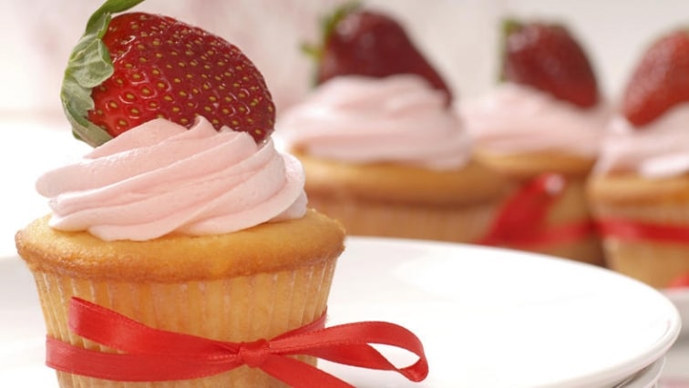 Cupcakes s jahodovým krémem