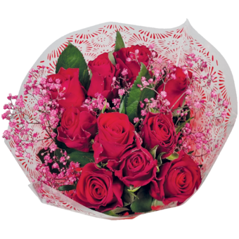 Kytice růže a gypsomilka