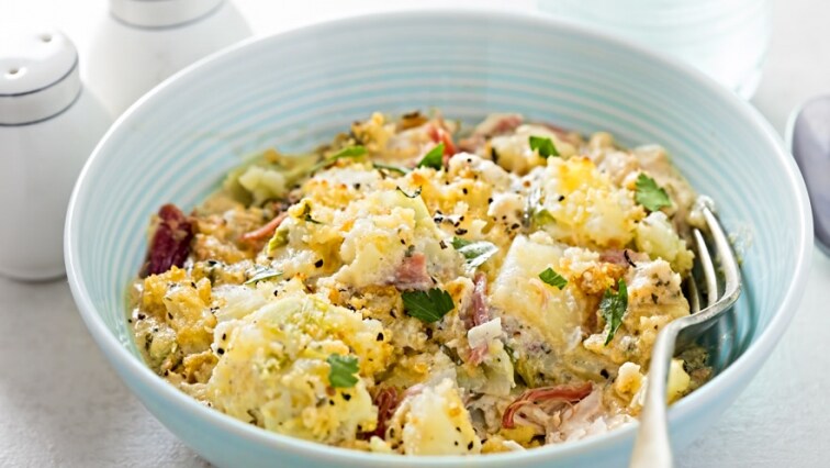 Zapekaná treska s pórom a brokolicou