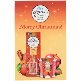 Glade Warm Apple Pie osviežovač vzduchu vonné tyčinky a parfumovaná sviečka