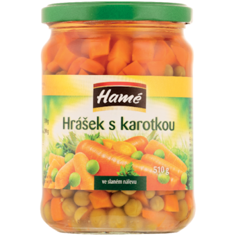 Hamé Hrášok s karotkou v slanom náleve