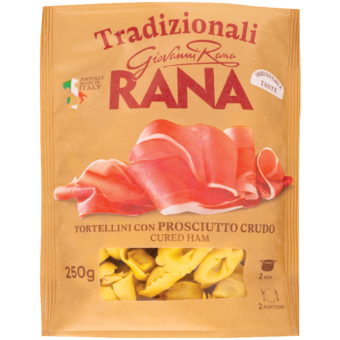 Rana Tortellini čerstvé vaječné cestoviny so surovou šunkou a syrom