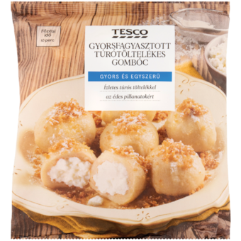Tesco gyorsfagyasztott túrótöltelékes gombóc