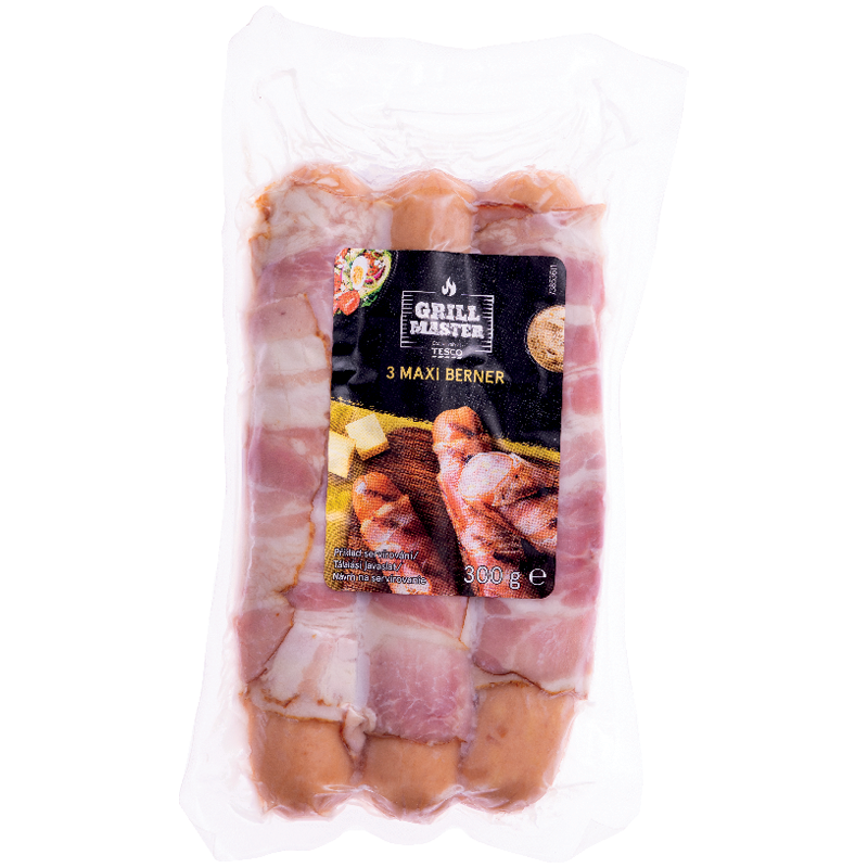 Grill Master Maxi Berner Sajtos Kolbász Bacon Szalonnába Göngyölve