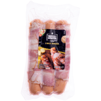 Grill Master Maxi Berner sajtos kolbász bacon szalonnába göngyölve