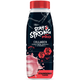 Stay Strong Pro UHT laktózmentes eper ízű fehérjeital kollagénnel és édesítőszerrel