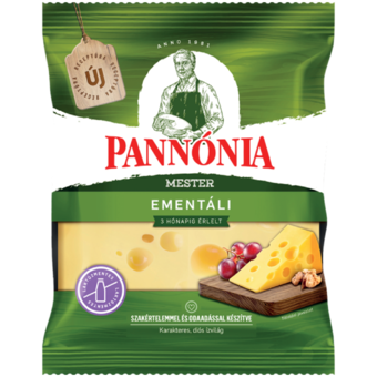 Pannónia Mester Ementáli darabolt, zsíros, kemény, erjedési lyukas sajt