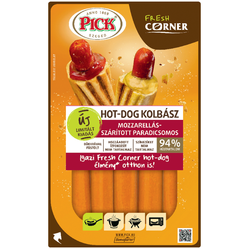 Pick Fresh Corner Mozzarellás-szárított Paradicsomos Hot-dog Kolbász