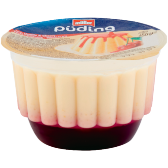Müller grízpuding meggy ízű öntettel