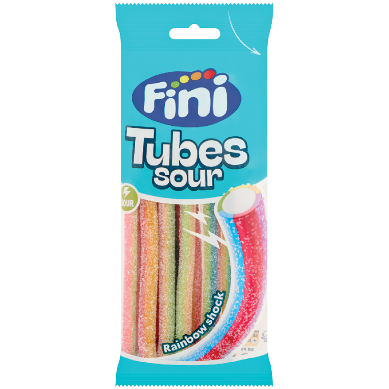 Fini Tubes Sour Rainbow Gyümölcs ízű Cukorka