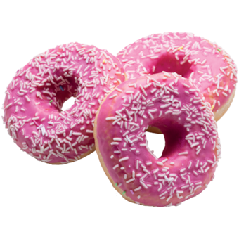 Csokoládé- vagy eperbevonatos gyűrűs fánk