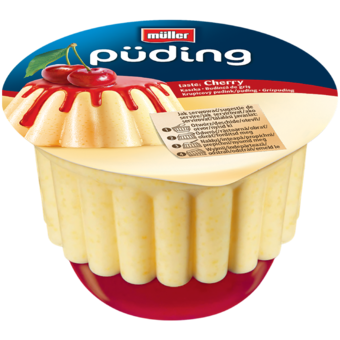 Müller grízpuding meggy ízű öntettel