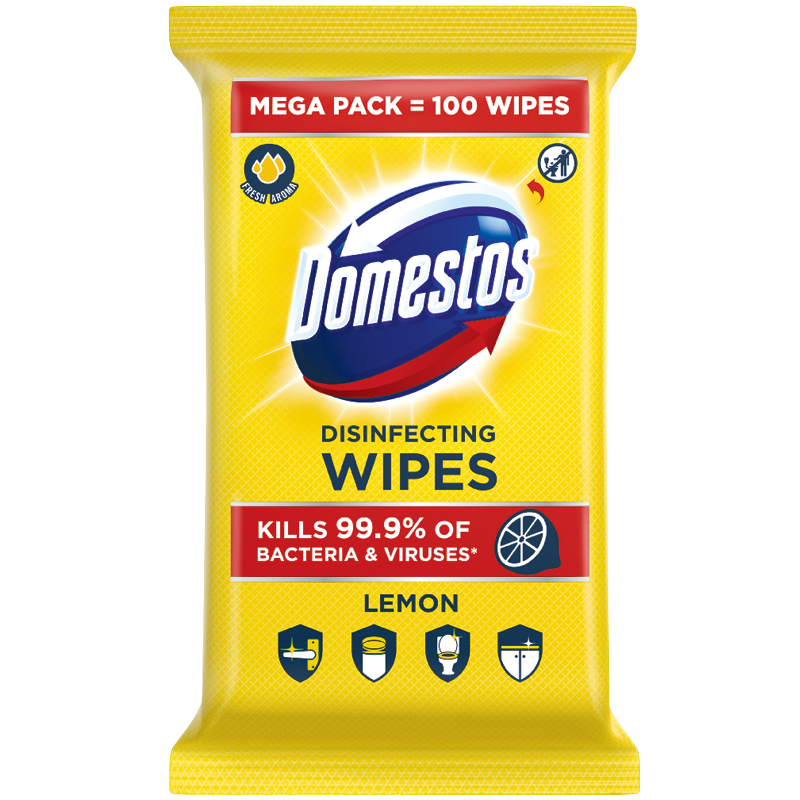 Domestos Lemon Fresh Fertőtlenítő Törlőkendő
