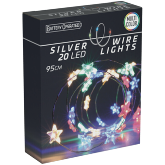 20 LED fémszálas fényfüzér elemmel