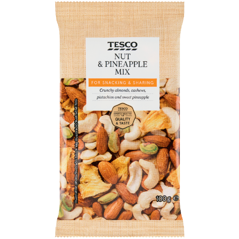 Tesco Aszalt Ananászkockák és Diófélék Keveréke