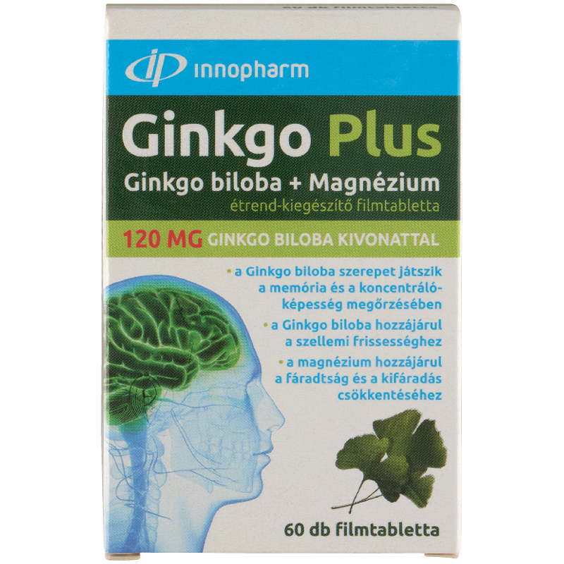 Innopharm Ginkgo Plus Ginkgo Biloba + Magnézium étrend-kiegészítő Filmtabletta