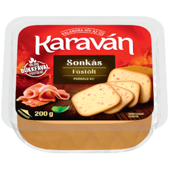 Karaván füstölt, zsíros, vágható ömlesztett sajt